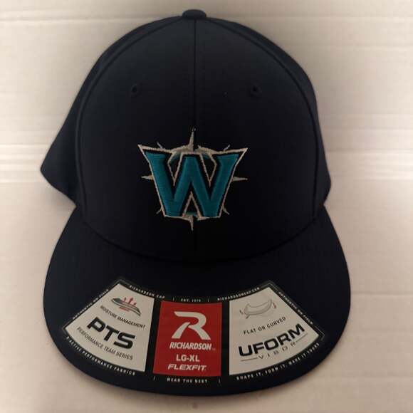 Richardson Other - Richardson PTS Performance Team Series U-Form Flexfit Hat - Navy Blue/Teal 'W' L